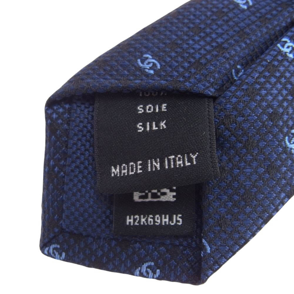 CHANEL シャネル イタリア製 ココマーク ネクタイ ネイビー系【美品】【中古】