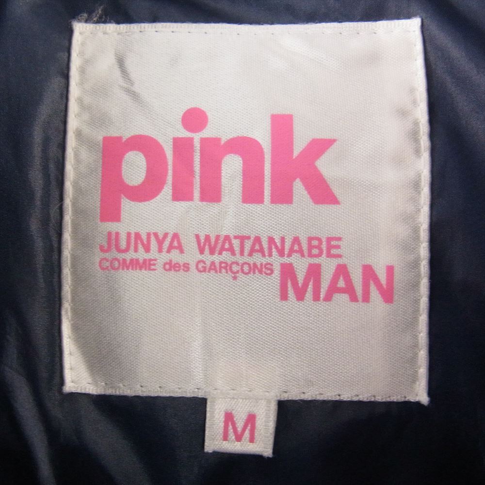 JUNYA WATANABE COMME des GARCONS MAN ジュンヤワタナベコムデギャルソンマン 13AW UL-V001 pink ピンク ダウン ベスト ウッドボタン レザーパッチ ネイビー系 M【中古】