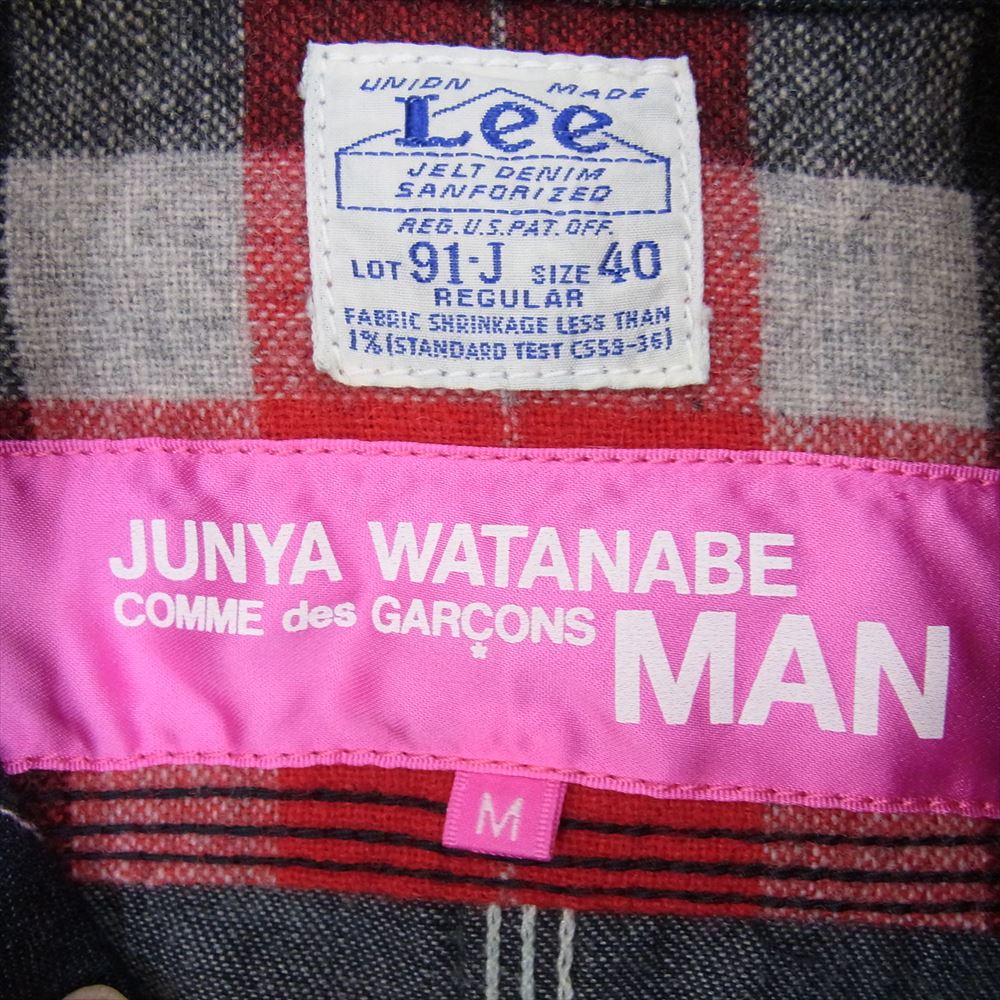 JUNYA WATANABE COMME des GARCONS MAN ジュンヤワタナベコムデギャルソンマン 18SS UJ-J007 × Lee リー 異素材切替 コーデュロイ切替 デニム シャツ インディゴブルー系 M【中古】