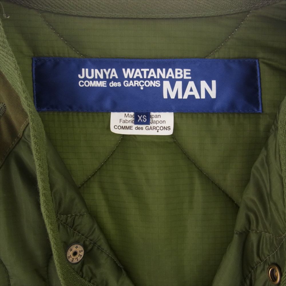 JUNYA WATANABE COMME des GARCONS MAN ジュンヤワタナベコムデギャルソンマン WH-J036 quilted jacket  オーバーサイズ キルティング ライナー コート ジャケット モスグリーン系 XS【美品】【中古】