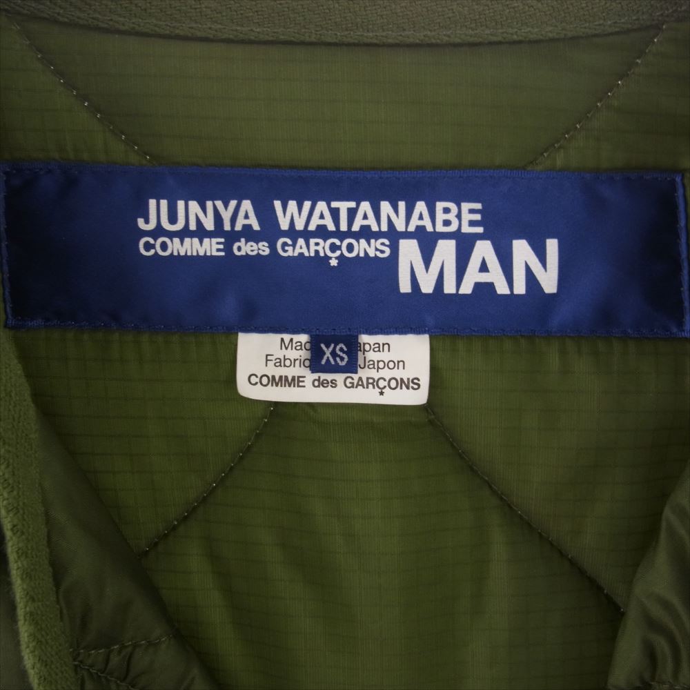 JUNYA WATANABE COMME des GARCONS MAN ジュンヤワタナベコムデギャルソンマン WH-J036 quilted jacket  オーバーサイズ キルティング ライナー コート ジャケット モスグリーン系 XS【美品】【中古】