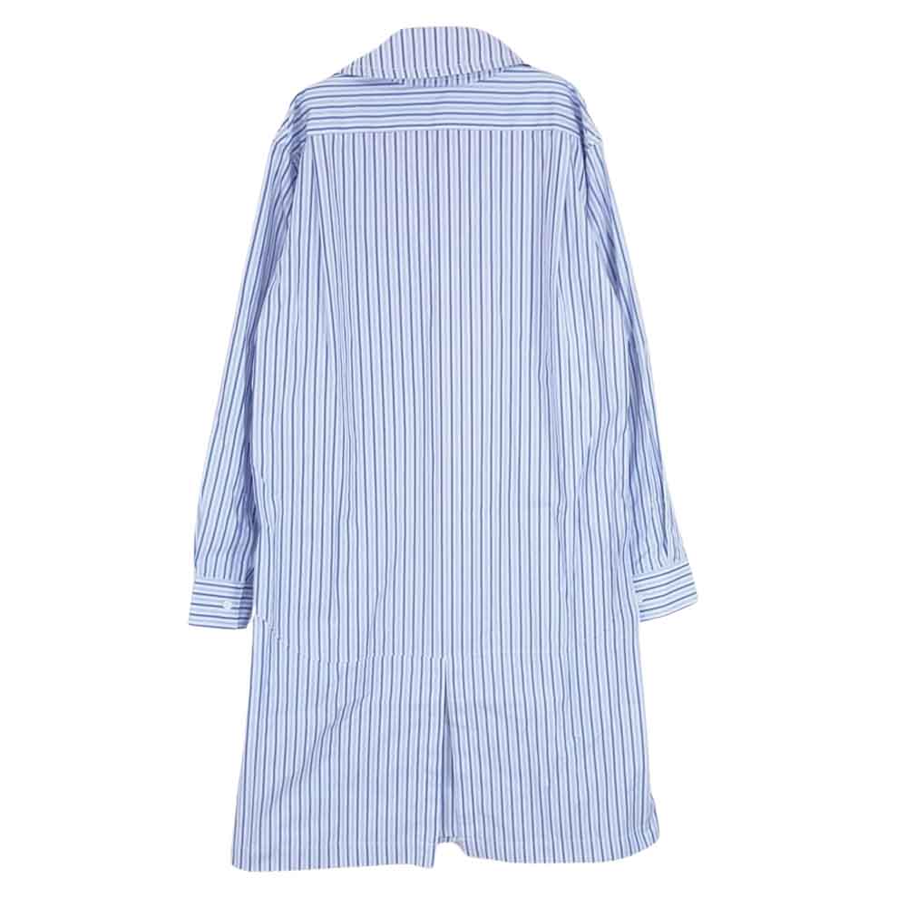 COMME des GARCONS コムデギャルソン SHIRT シャツ 20SS S28075 Striped Trench Shirt 二枚襟 ストライプ ロング トレンチ シャツ ブルー系 XS【美品】【中古】