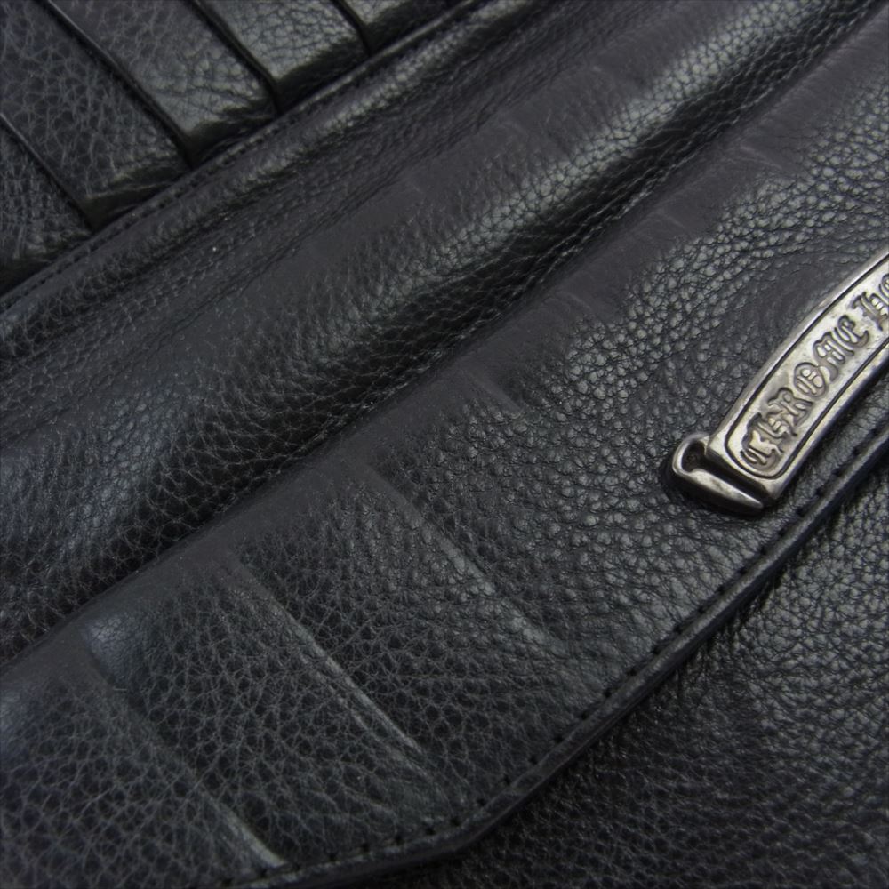 CHROME HEARTS クロムハーツ（原本無） LONG WALLET グリーシー クロスボタン レザー ロング ウォレット ブラック系【中古】