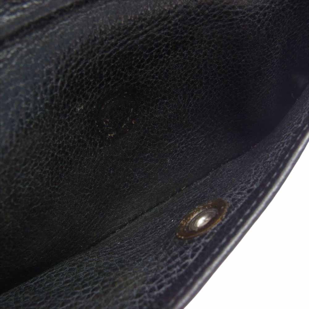 CHROME HEARTS クロムハーツ（原本無） LONG WALLET グリーシー クロスボタン レザー ロング ウォレット ブラック系【中古】