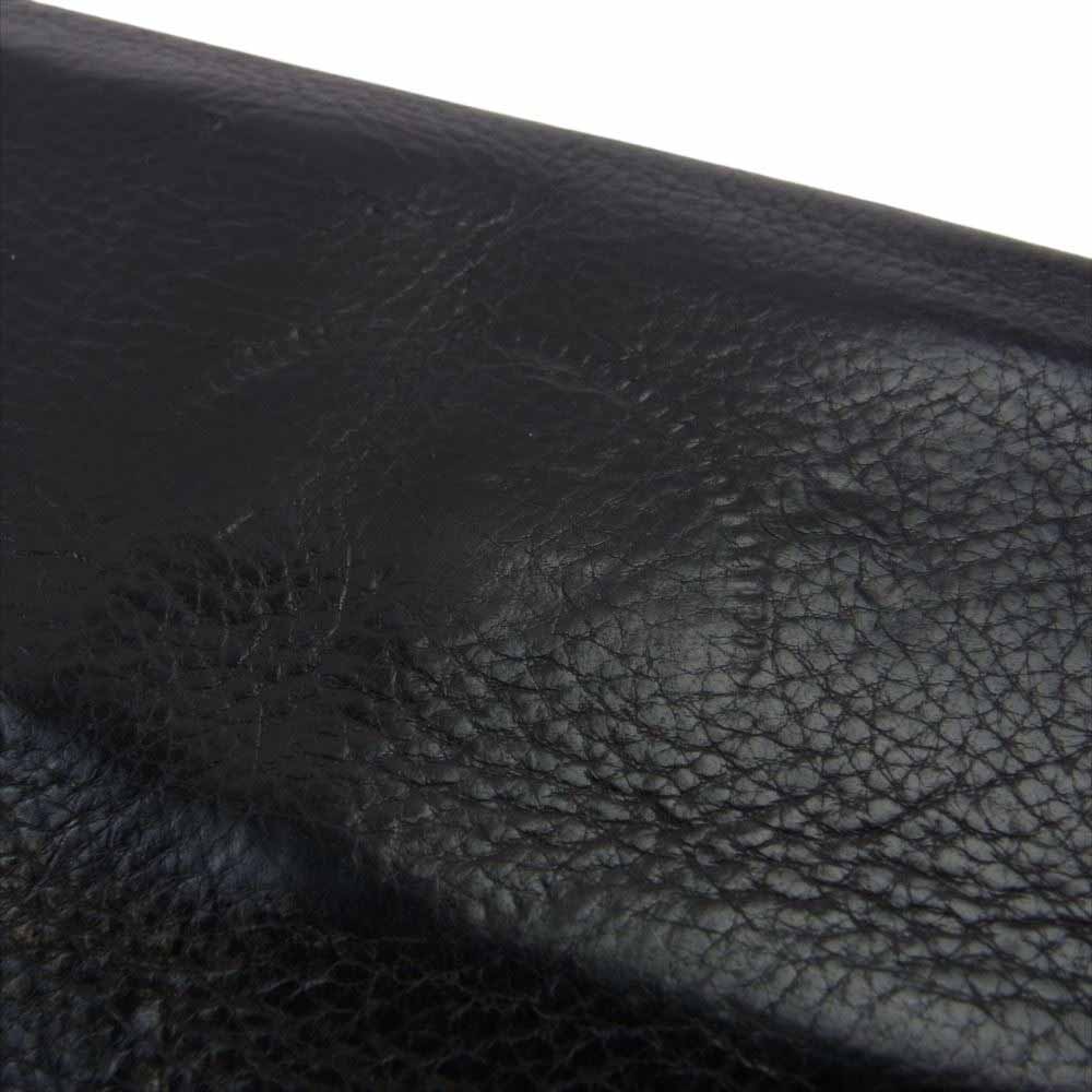 CHROME HEARTS クロムハーツ（原本無） LONG WALLET グリーシー クロスボタン レザー ロング ウォレット ブラック系【中古】