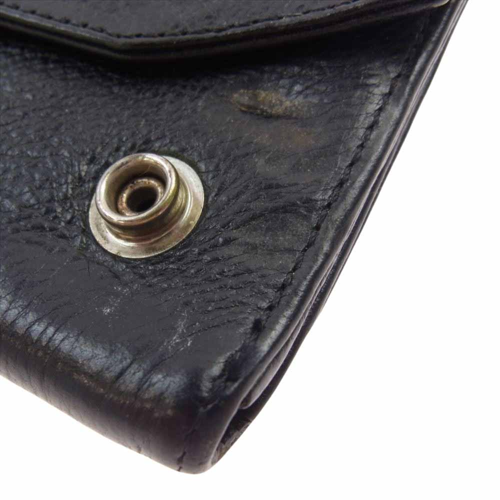 CHROME HEARTS クロムハーツ（原本無） LONG WALLET グリーシー クロスボタン レザー ロング ウォレット ブラック系【中古】