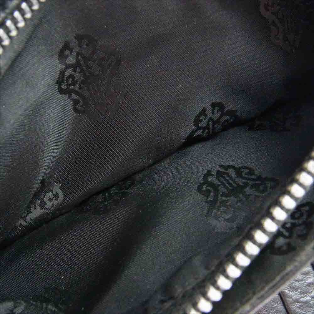 CHROME HEARTS クロムハーツ（原本無） WAVE WALLET CROSS BUTTON ウェーブ ウォレット クロスボタン レザー ロング ウォレット ブラック系【中古】