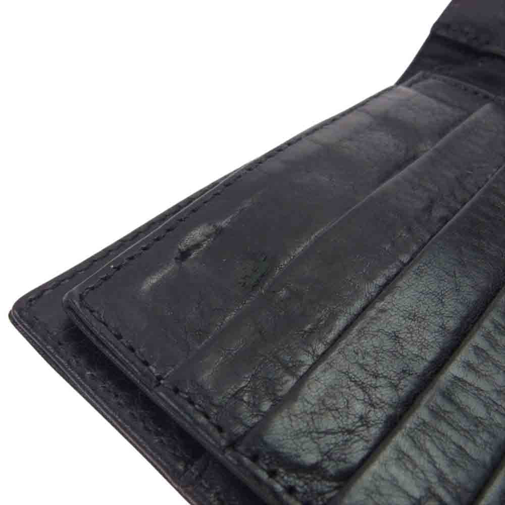 CHROME HEARTS クロムハーツ（原本無） WAVE WALLET CROSS BUTTON ウェーブ ウォレット クロスボタン レザー ロング ウォレット ブラック系【中古】