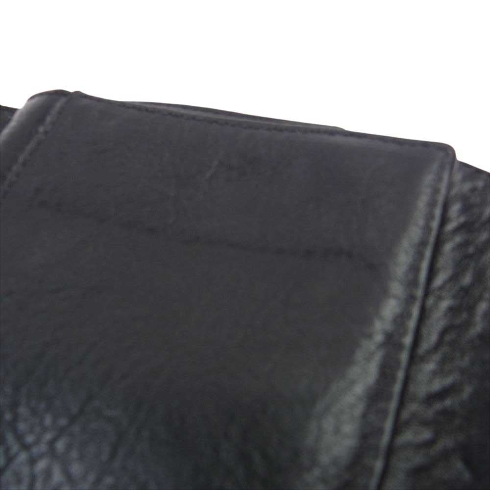 CHROME HEARTS クロムハーツ（原本無） WAVE WALLET CROSS BUTTON ウェーブ ウォレット クロスボタン レザー ロング ウォレット ブラック系【中古】
