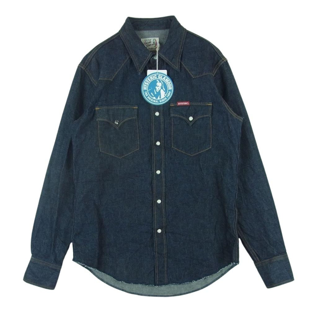 HYSTERIC GLAMOUR ヒステリックグラマー 02231AH12 ロゴワッペン ウエスタン 長袖 デニム シャツ インディゴブルー系 M【美品】【中古】