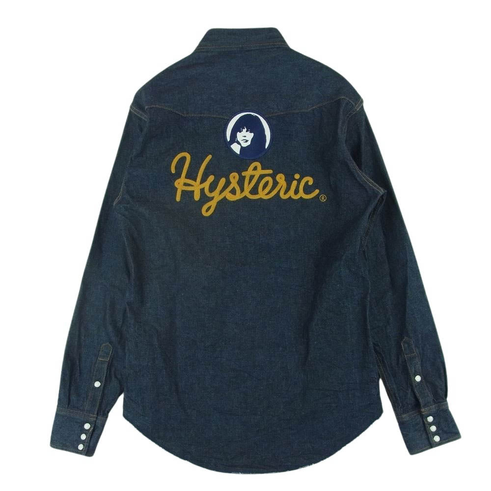 HYSTERIC GLAMOUR ヒステリックグラマー 02231AH12 ロゴワッペン ウエスタン 長袖 デニム シャツ インディゴブルー系 M【美品】【中古】