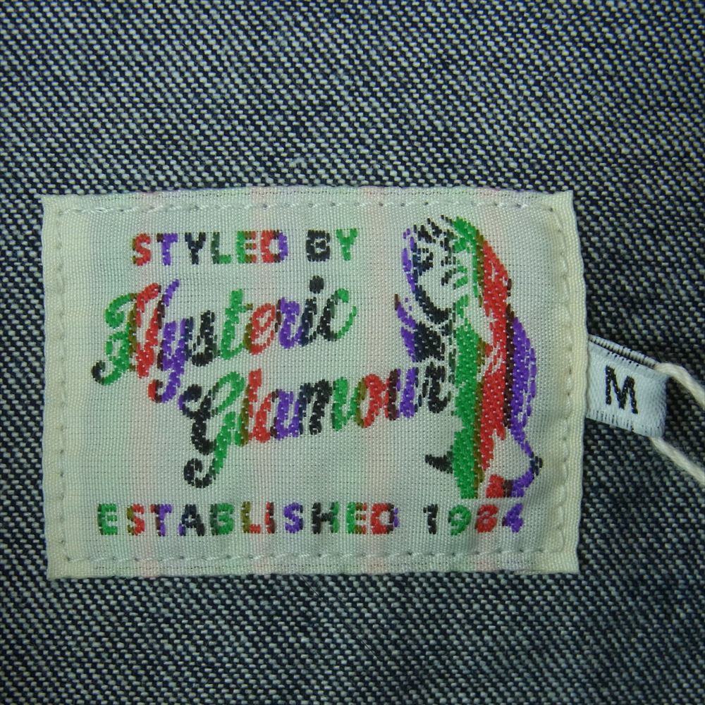HYSTERIC GLAMOUR ヒステリックグラマー 02231AH12 ロゴワッペン ウエスタン 長袖 デニム シャツ インディゴブルー系 M【美品】【中古】