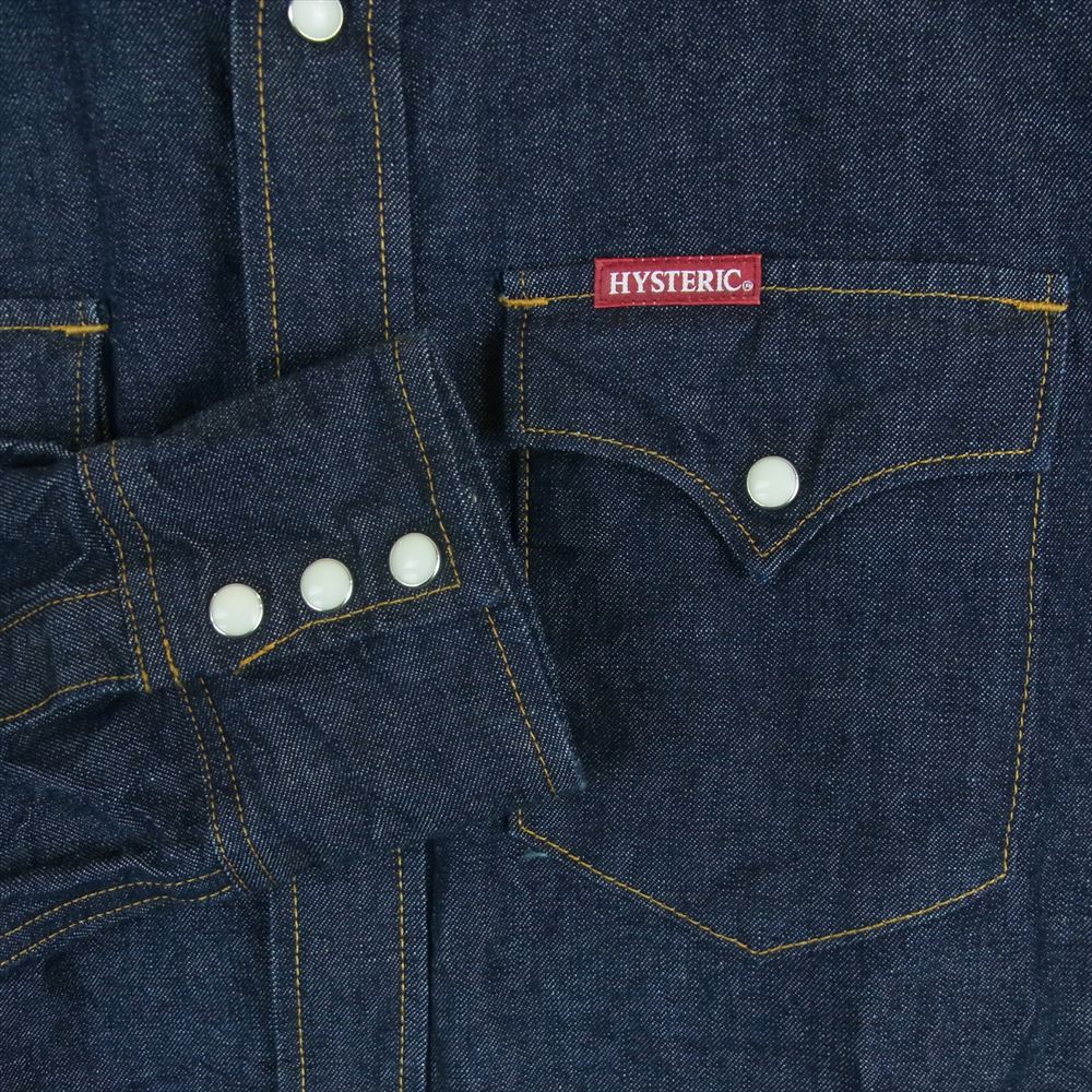 HYSTERIC GLAMOUR ヒステリックグラマー 02231AH12 ロゴワッペン ウエスタン 長袖 デニム シャツ インディゴブルー系 M【美品】【中古】