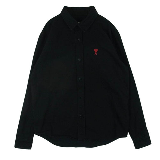 アミ パリス 22AW HSH114 660 ハートロゴ ロゴ刺繍 デニム 長袖 シャツ ブラック系 39【中古】