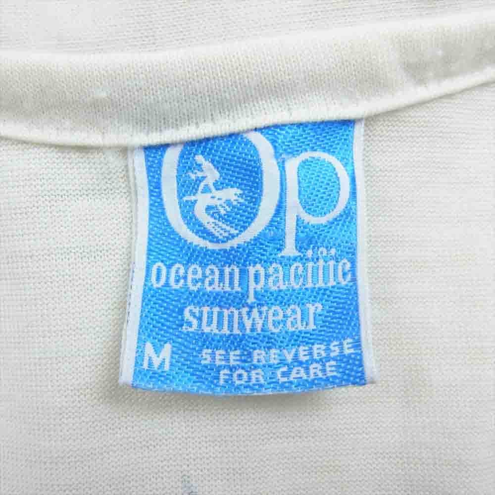 オーシャンパシフィック 70s OP青タグ ハイナップル プリント ハワイアン シャツ ホワイト系 M【中古】
