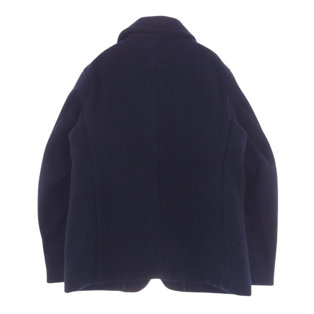Danton ダントン ROUND COLLAR JACKET ラウンド カラー ウールモッサ ショールカラー ジャケット ネイビー系 40【中古】