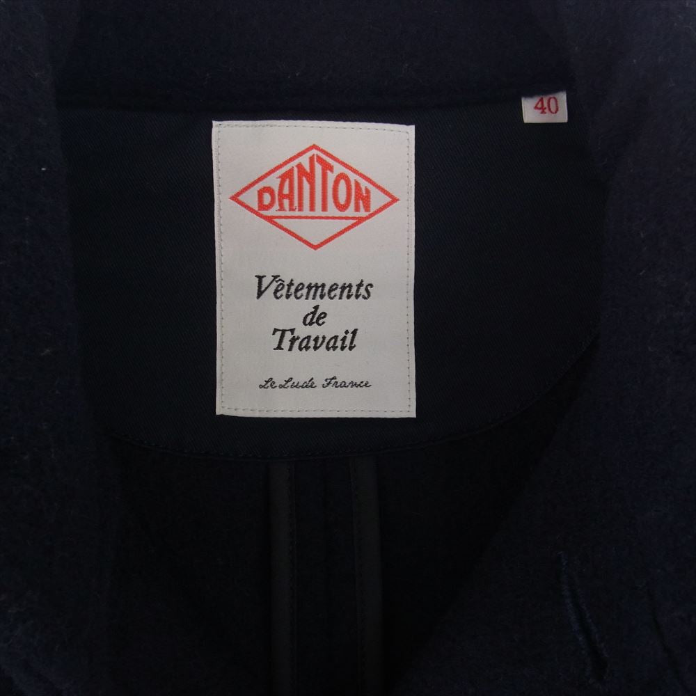 Danton ダントン ROUND COLLAR JACKET ラウンド カラー ウールモッサ ショールカラー ジャケット ネイビー系 40【中古】