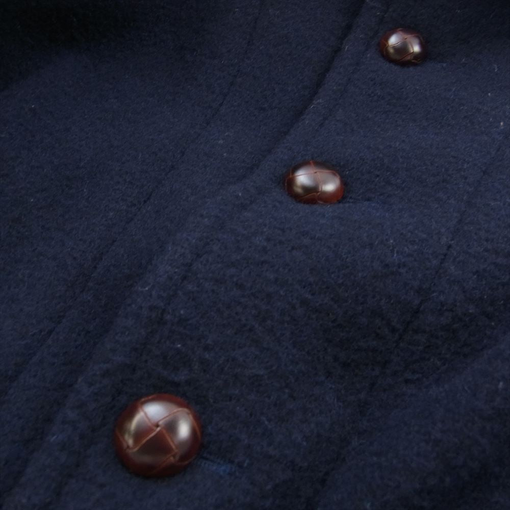 Danton ダントン ROUND COLLAR JACKET ラウンド カラー ウールモッサ ショールカラー ジャケット ネイビー系 40【中古】