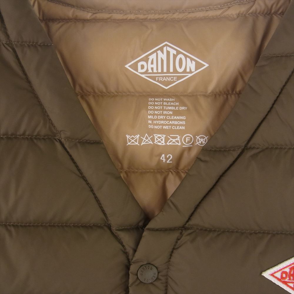 Danton ダントン JD-8753 Vネック インナー ダウン ベスト カーキ カーキ系 42【中古】