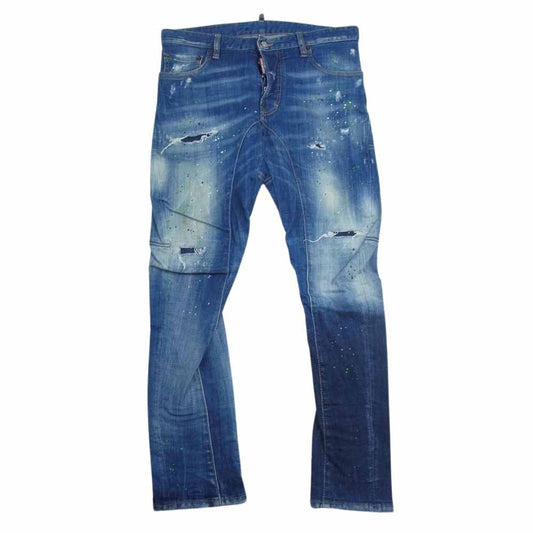 DSQUARED2 ディースクエアード S74LB0516 ACID MACULATO WASH TIDY BIKER JEAN ダメージ加工 デニム パンツ インディゴブルー系 46【中古】