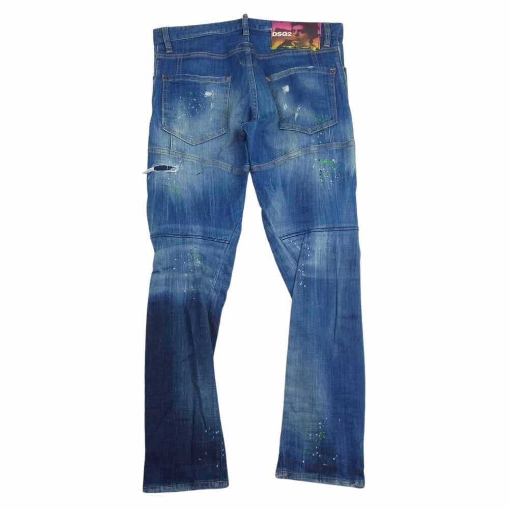 DSQUARED2 ディースクエアード S74LB0516 ACID MACULATO WASH TIDY BIKER JEAN ダメージ加工 デニム パンツ インディゴブルー系 46【中古】