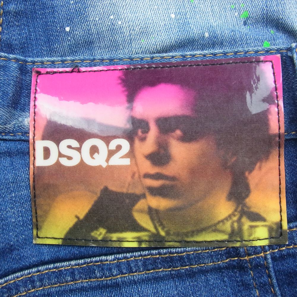 DSQUARED2 ディースクエアード S74LB0516 ACID MACULATO WASH TIDY BIKER JEAN ダメージ加工 デニム パンツ インディゴブルー系 46【中古】