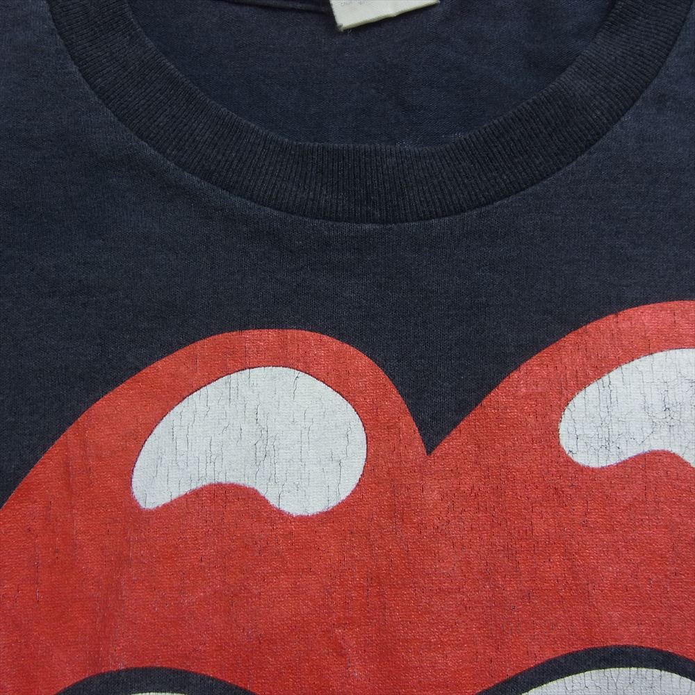 ヴィンテージ 80s USA製 ローリングストーンズ 1989年北米ツアー リップ&タン プリント 半袖 Tシャツ ネイビー系 M【中古】