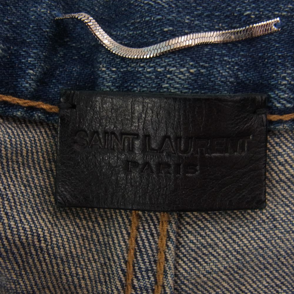 SAINT LAURENT サンローラン 489125 Y806K ニークラッシュ ストレート スキニー デニム パンツ インディゴブルー系 27【中古】