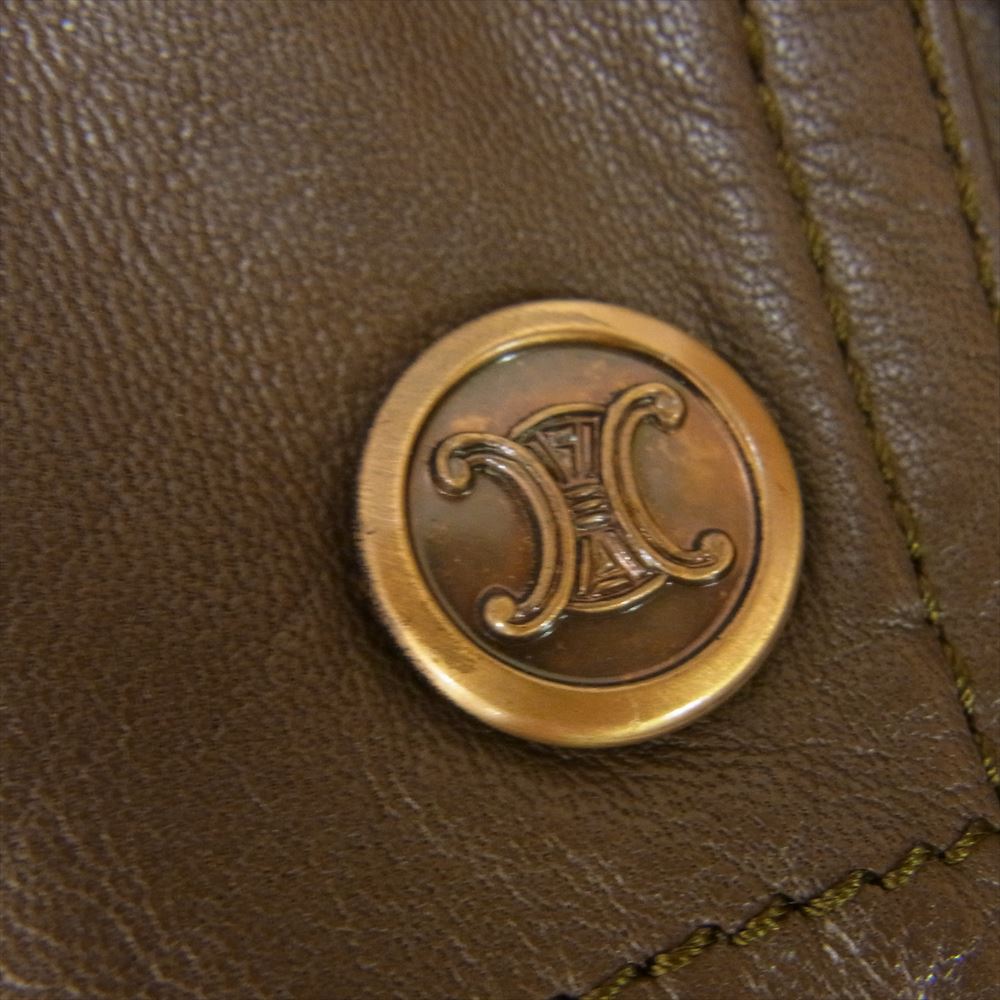 CELINE セリーヌ トリオンフボタン オールド ヴィンテージ レザー