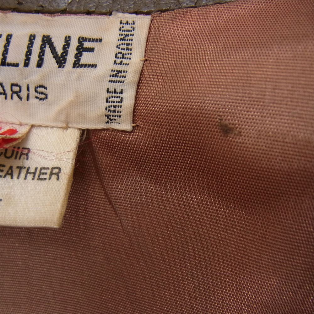 CELINE セリーヌ トリオンフボタン オールド ヴィンテージ レザー ジャケット ブラウン系 38【中古】