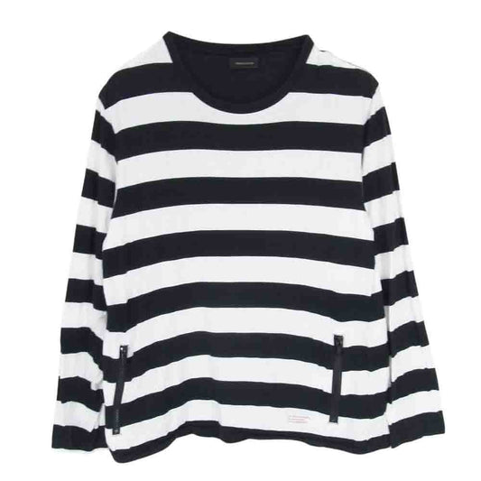 UNDERCOVER アンダーカバー 14SS M4813 GODOG期 ジーザスアンドメリー ジザメリ ボーダー ロング カットソー ヨークサテン切替ボーダー 長袖 Tシャツ ブラック系 2【中古】