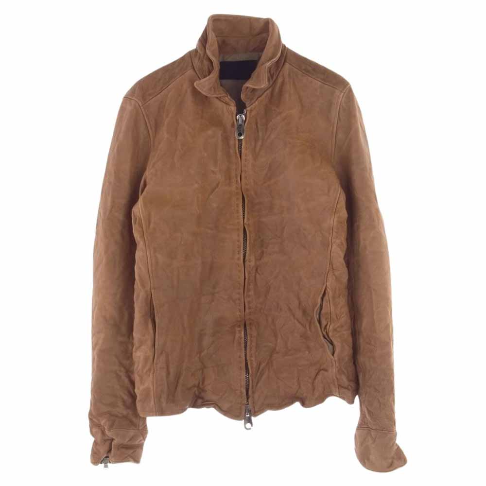 junhashimoto ジュンハシモト LET015 WCF01 ZIP SHIRTS LEATHER JACKET レザーZIPシャツJKT シングル フルジップ レザー ジャケット ブラウン系 4【中古】