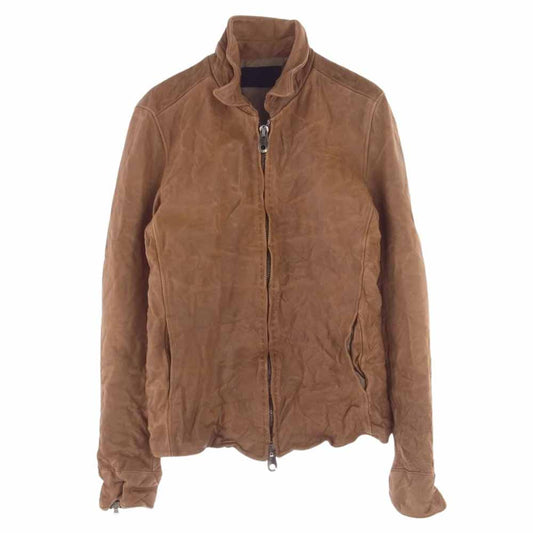 junhashimoto ジュンハシモト LET015 WCF01 ZIP SHIRTS LEATHER JACKET レザーZIPシャツJKT シングル フルジップ レザー ジャケット ブラウン系 4【中古】