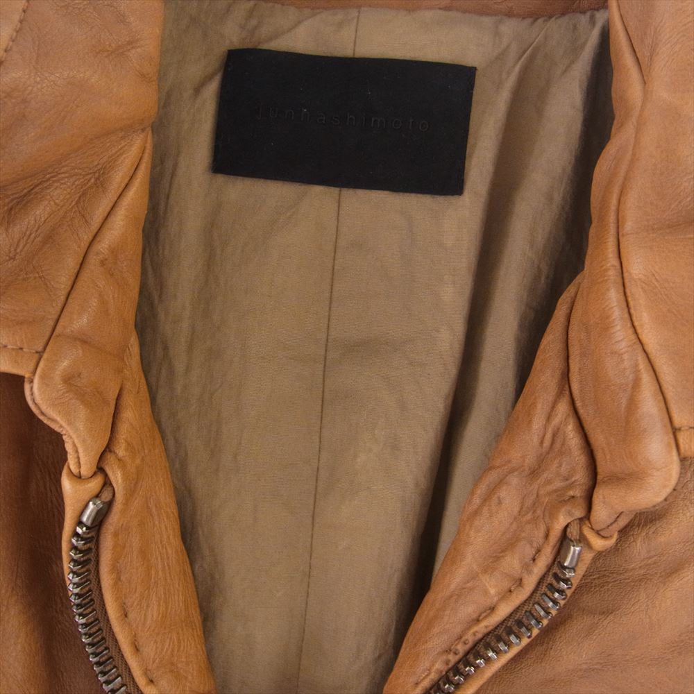 junhashimoto ジュンハシモト LET015 WCF01 ZIP SHIRTS LEATHER JACKET レザーZIPシャツJKT シングル フルジップ レザー ジャケット ブラウン系 4【中古】