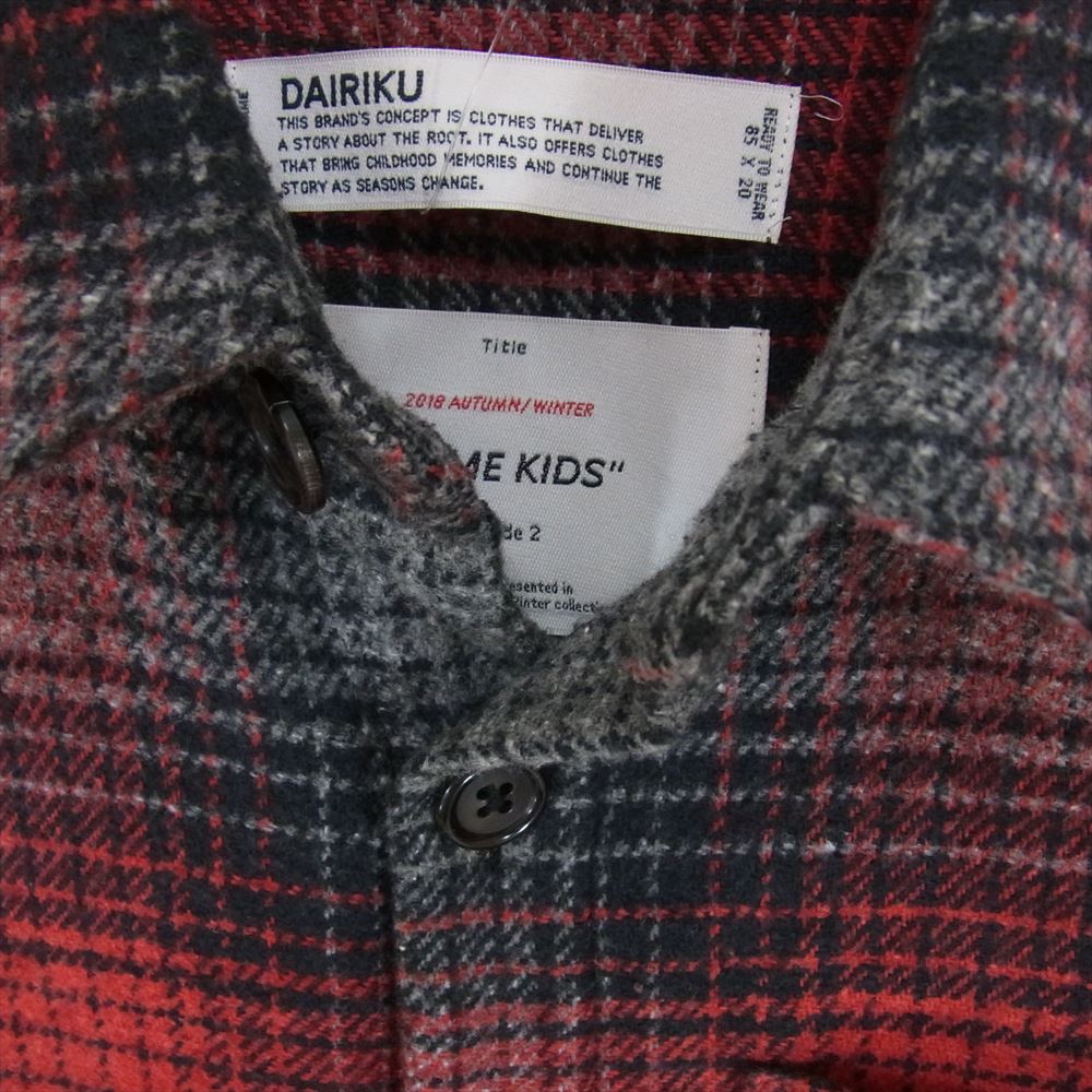ダイリク 18AW 18AWSH01 OVER SIZED FLANNEL CHECK SHIRT オーバー サイズ フランネル チェック シャツ レッド系 ONE SIZE【中古】