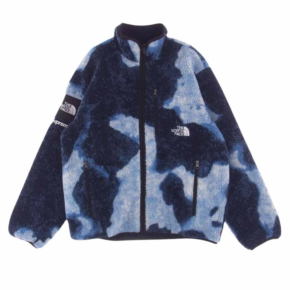 Supreme シュプリーム THE NORTH FACE ノースフェイス 21AW NA52100I Bleached Denim Print Fleece Jacket ブリーチドデニムプリント フリースジャケット ブルー系 L【中古】