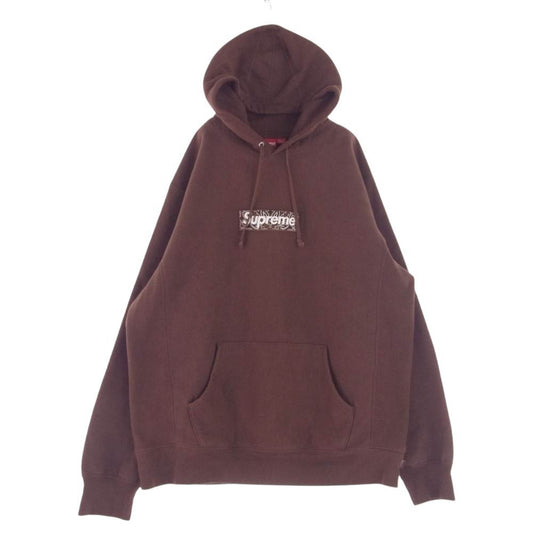 Supreme シュプリーム 19AW Bandana Box Logo Hooded Sweatshirt バンダナボックスロゴプルオーバーパーカー ブラウン系 XL【美品】【中古】
