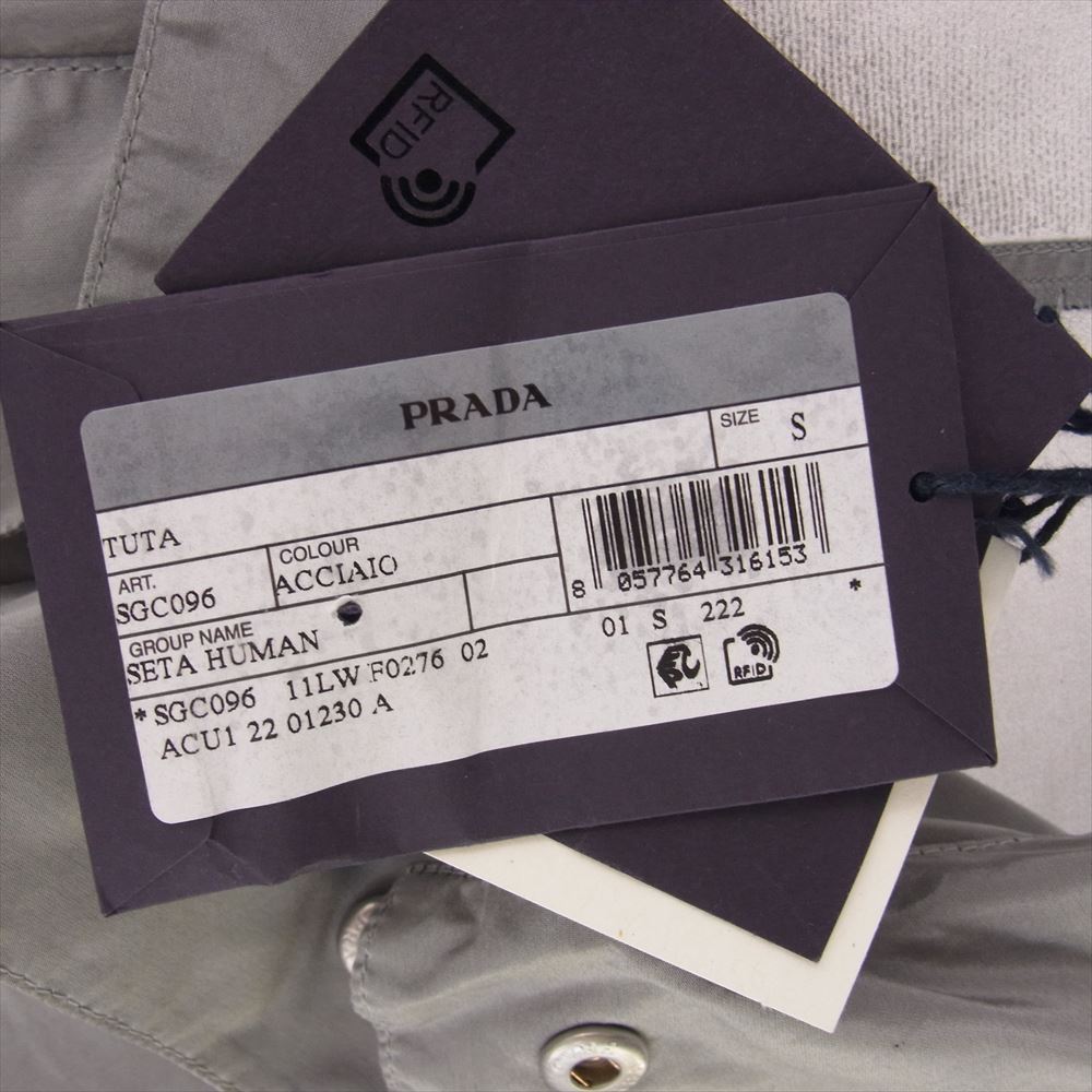 PRADA プラダ 22AW SGC096 Re-Nylon ナイロン バックプリント ジャンプスーツ オールインワン シルバー系 S【中古】