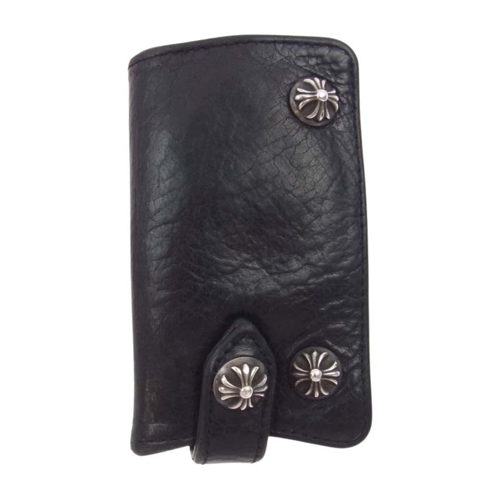 CHROME HEARTS クロムハーツ（原本有） KEY CASE キーケース クロスボタン レザー キーケース ブラック系【中古】