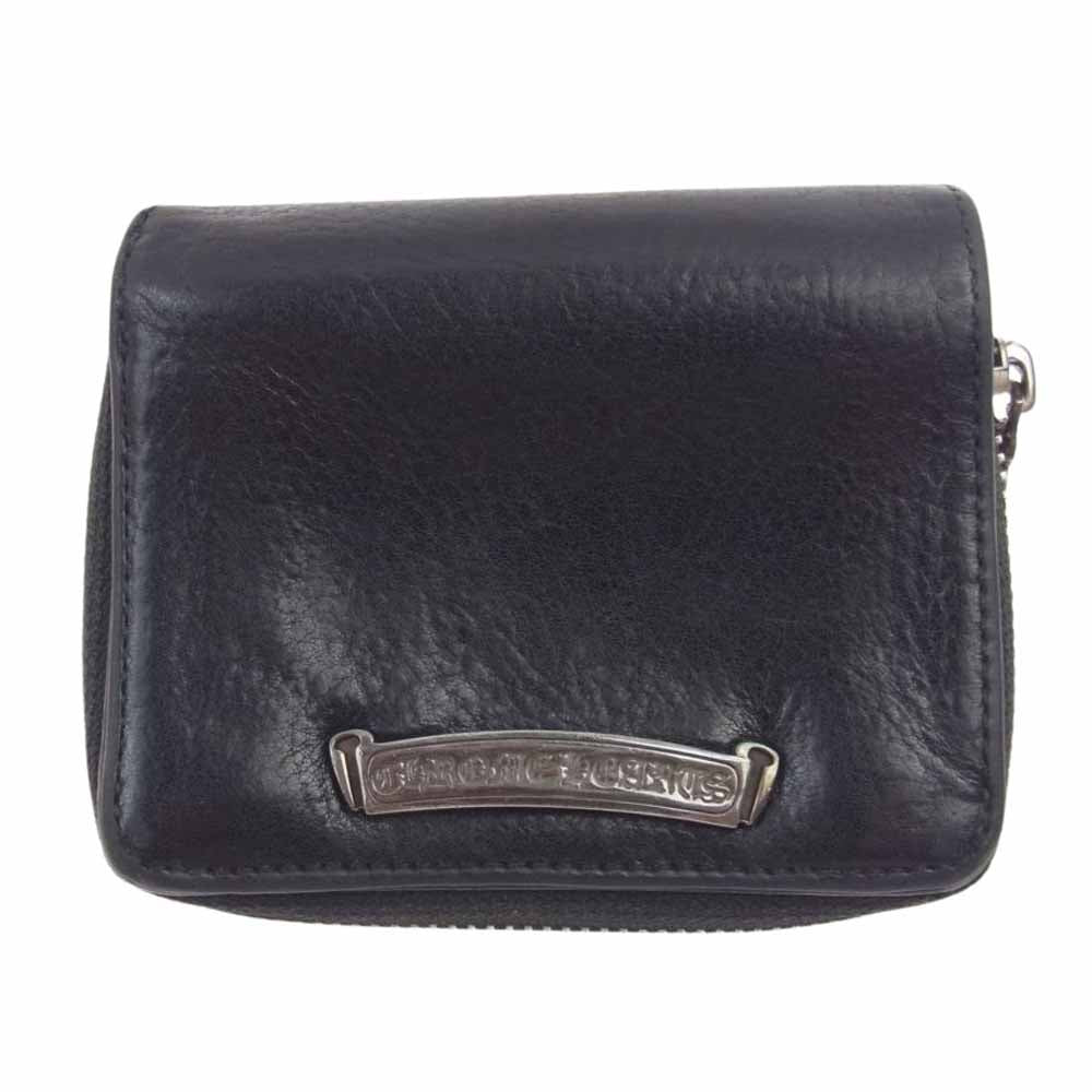 CHROME HEARTS クロムハーツ（原本有） SQ ZIP BILL スクエア ジップ ビル ラウンドジップ レザー ウォレット 財布 ブラック系【中古】
