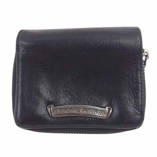 CHROME HEARTS クロムハーツ（原本有） SQ ZIP BILL スクエア ジップ ビル ラウンドジップ レザー ウォレット 財布 ブラック系【中古】