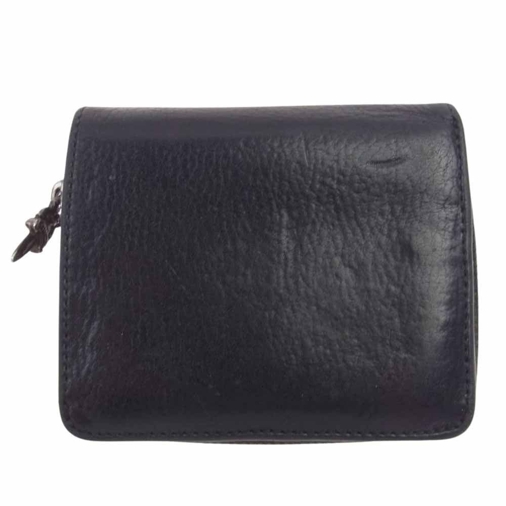 CHROME HEARTS クロムハーツ（原本有） SQ ZIP BILL スクエア ジップ ビル ラウンドジップ レザー ウォレット 財布 ブラック系【中古】