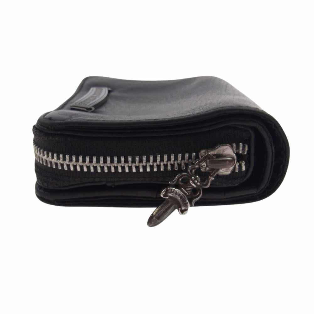 CHROME HEARTS クロムハーツ（原本有） SQ ZIP BILL スクエア ジップ ビル ラウンドジップ レザー ウォレット 財布 ブラック系【中古】