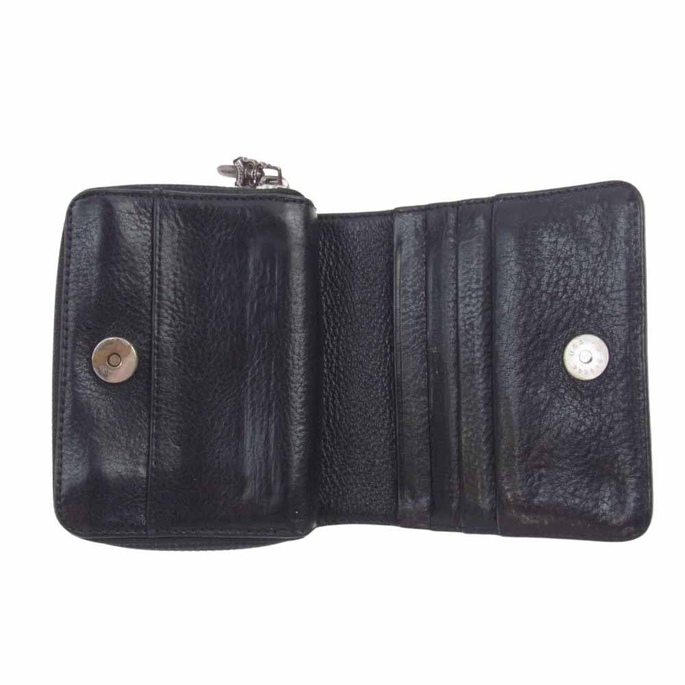 CHROME HEARTS クロムハーツ（原本有） SQ ZIP BILL スクエア ジップ ビル ラウンドジップ レザー ウォレット 財布 ブラック系【中古】