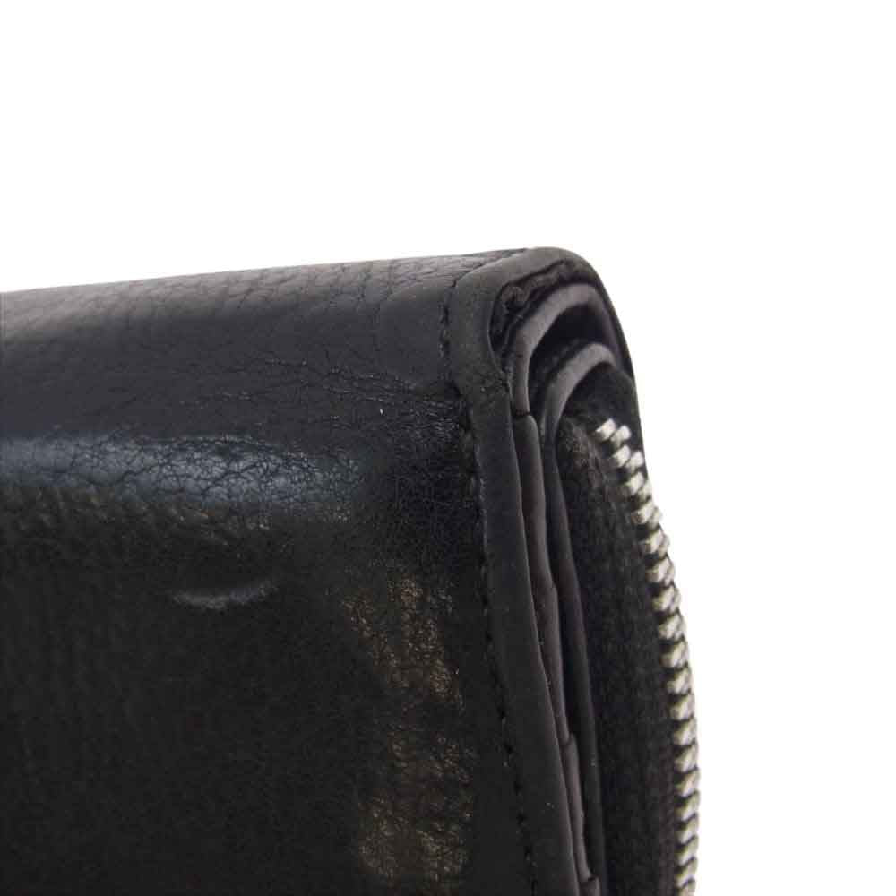 CHROME HEARTS クロムハーツ（原本有） SQ ZIP BILL スクエア ジップ ビル ラウンドジップ レザー ウォレット 財布 ブラック系【中古】