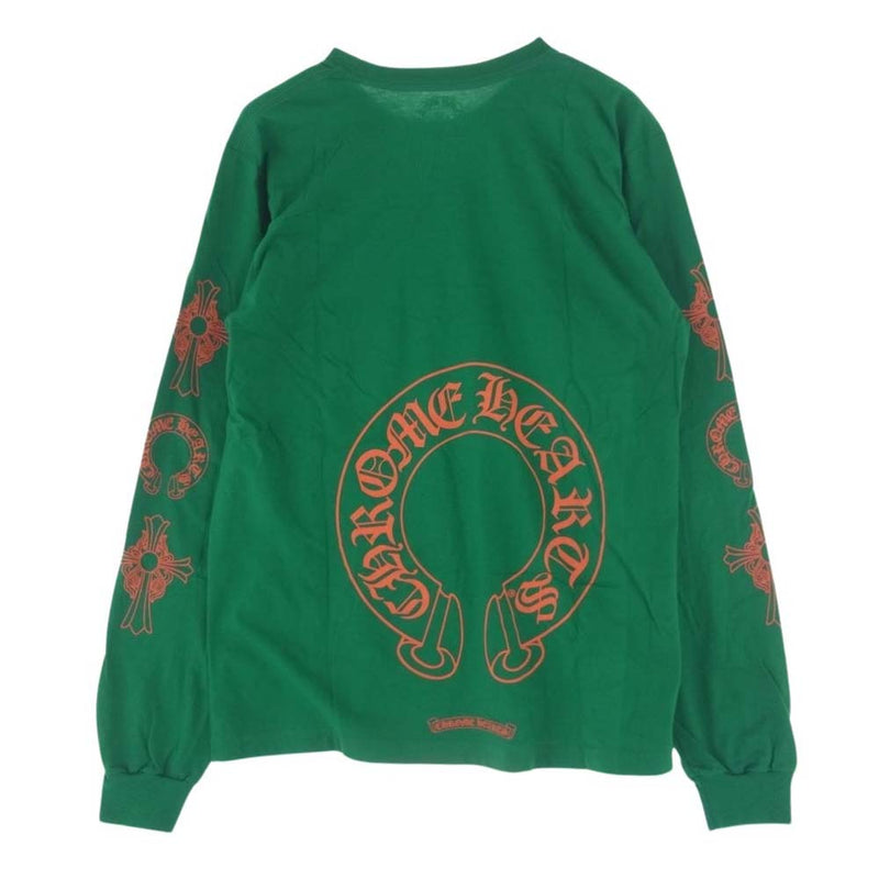 CHROME HEARTS クロムハーツ（原本無） Orange Horseshoe L/S ホースシュー バックプリント ロングスリーブ 長袖 Tシャツ グリーン系 L【極上美品】【中古】