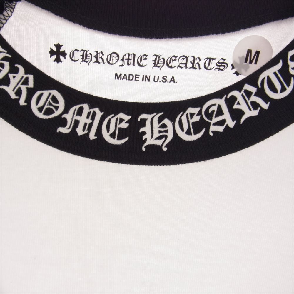 CHROME HEARTS クロムハーツ（原本無） Neck Logo Horseshoe Raglan Sleeve Tee ネックロゴ ホースシュー ラグラン 長袖 Tシャツ ロンT サイズM ホワイト系 ブラック系 M【極上美品】【中古】