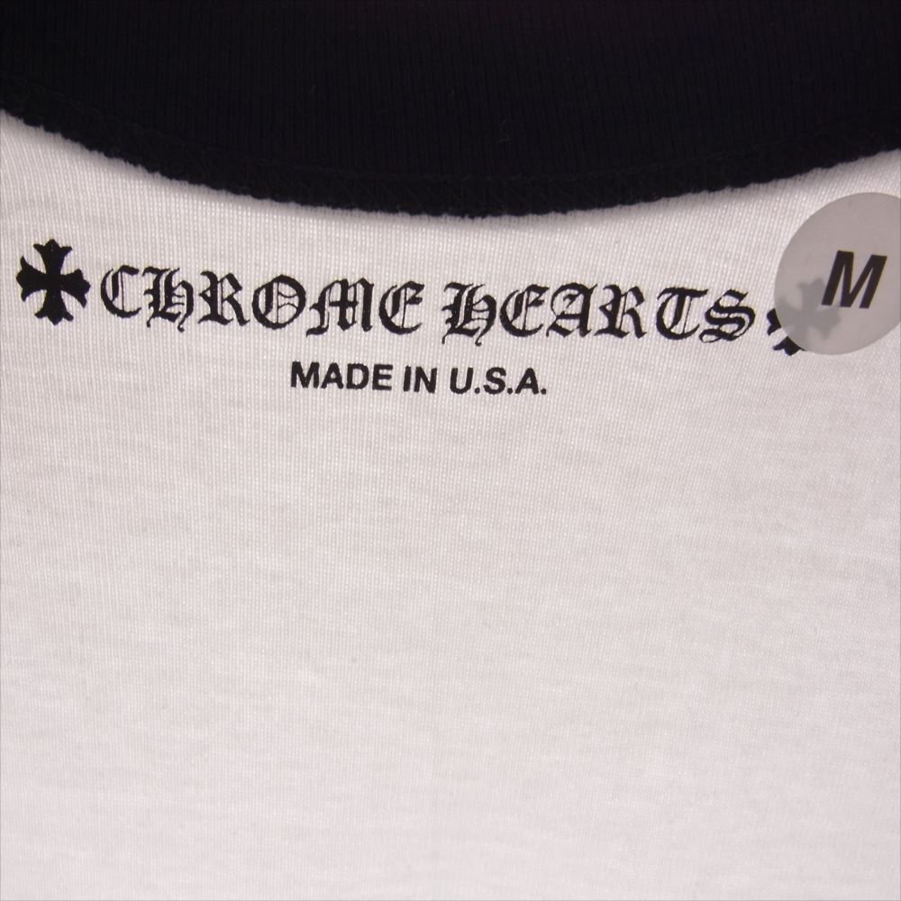 CHROME HEARTS クロムハーツ（原本無） Neck Logo Horseshoe Raglan Sleeve Tee ネックロゴ ホースシュー ラグラン 長袖 Tシャツ ロンT サイズM ホワイト系 ブラック系 M【極上美品】【中古】