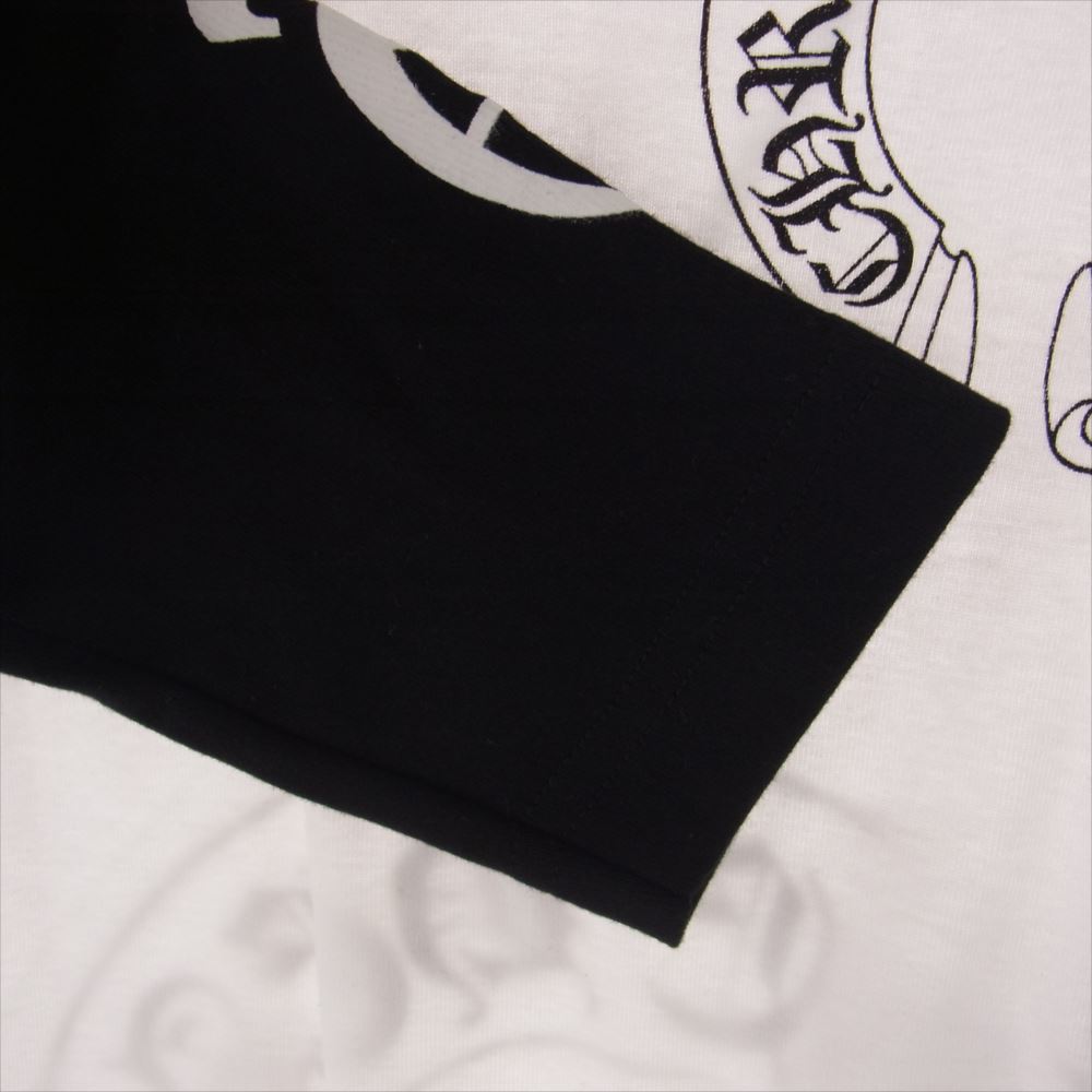 CHROME HEARTS クロムハーツ（原本無） Neck Logo Horseshoe Raglan Sleeve Tee ネックロゴ ホースシュー ラグラン 長袖 Tシャツ ロンT サイズM ホワイト系 ブラック系 M【極上美品】【中古】