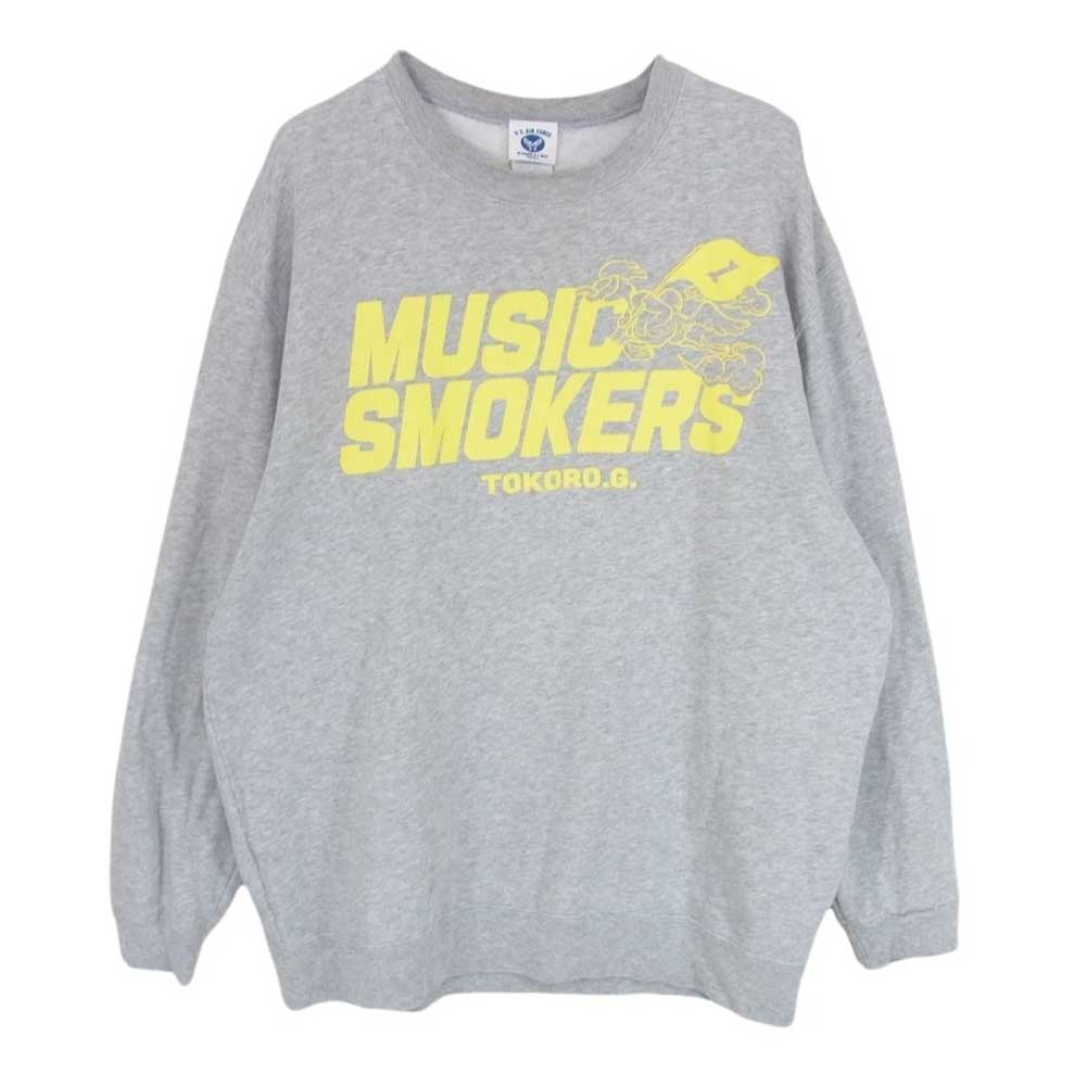 世田谷ベース MUSIC SMOKERS ミュージックスモーカーズ 長袖 クルーネック スウェット トレーナー グレー系 XL【中古】
